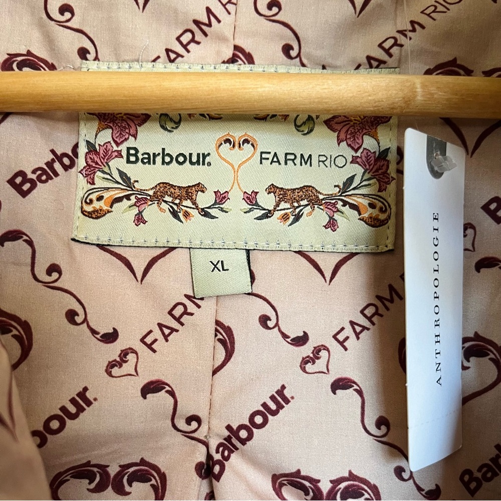 Barbour Farm Rio Thais Waxed Jacket Bow Details Cropped Oversized - Picture 9 of 12